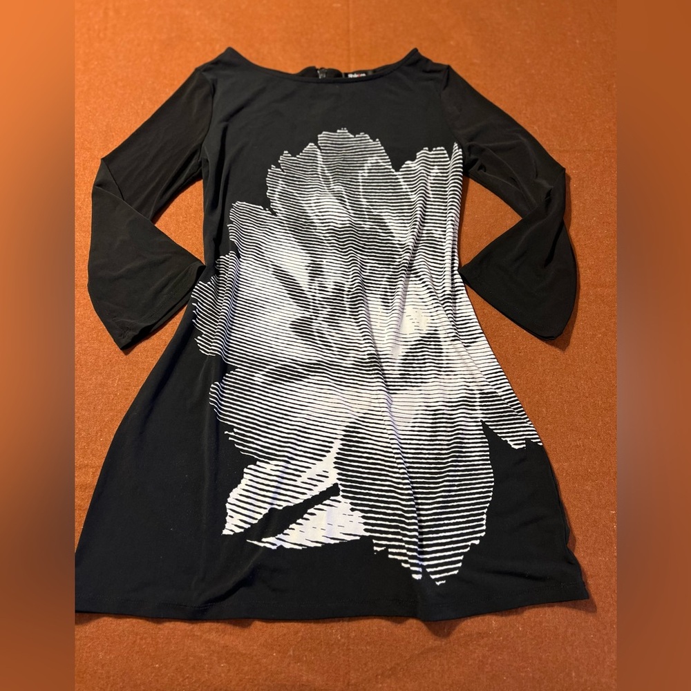 Style & Co. Black Graphic Flower Print Dress